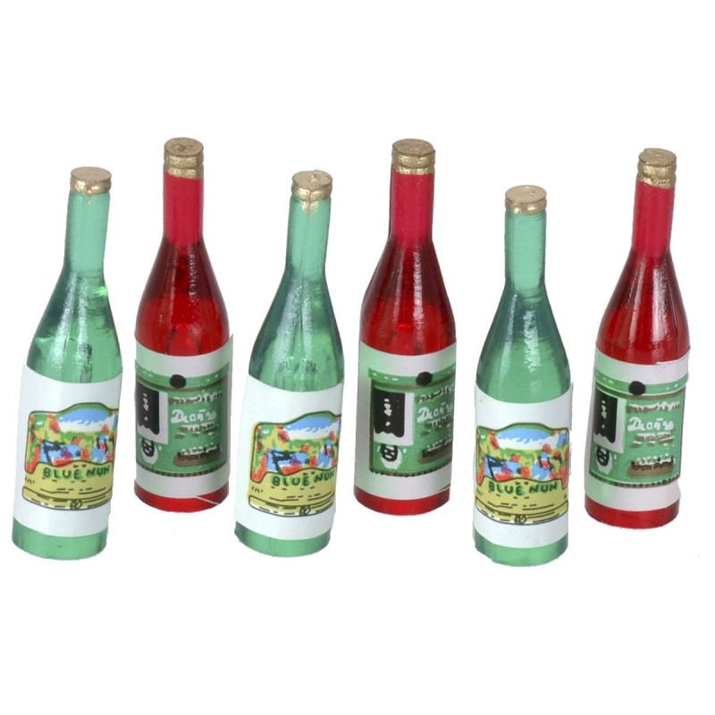 Set 6 bottiglie rosse e verdi cm 3,6 h Mondo Presepi