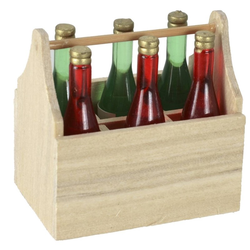 Caja de madera con botellas cm 4x2,8x3,9 h