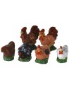 Set 6 galline in resina cm 2-2,5 -Animali presepe Mondo Presepi