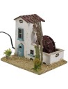 Casale con mulino ad acqua funzionante cm 19x15x15,5 h per