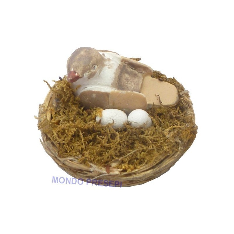 Nest with bird and eggs - assorted colors - NU21