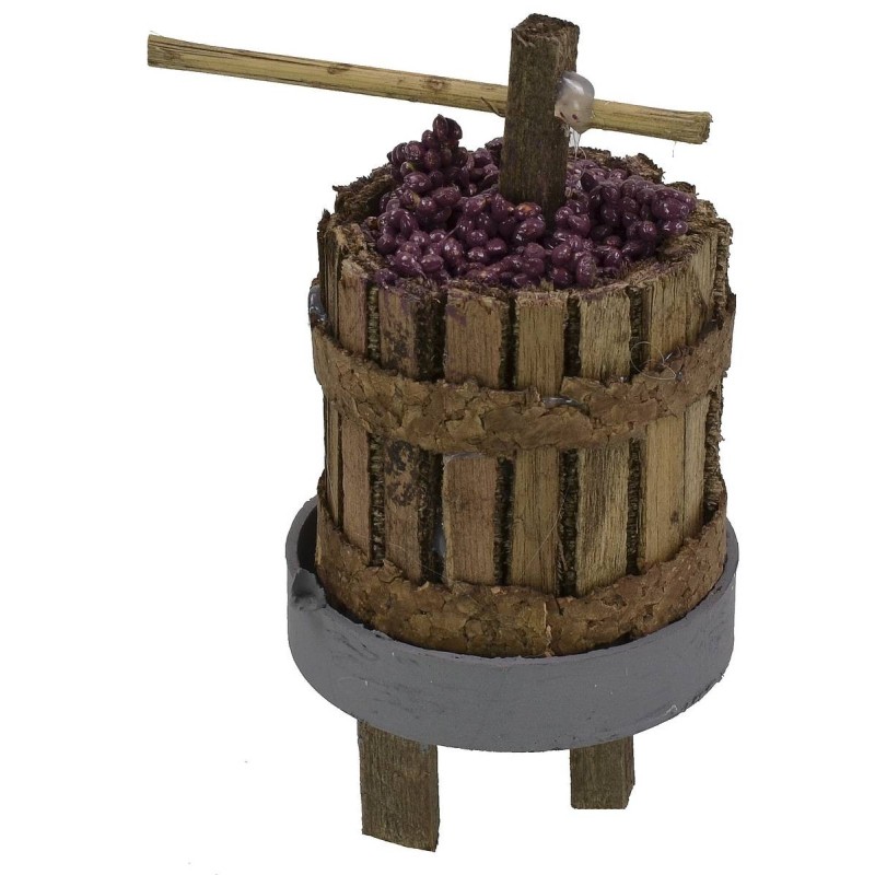 Wooden wine press for grapes 4.5 cm Øx9 h for statues 12 cm