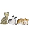 Set of three assorted cats in resin for statues 12 cm