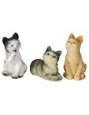 Set of three assorted cats in resin for statues 12 cm