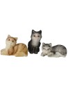 Set of three assorted cats in resin for statues 8-10 cm