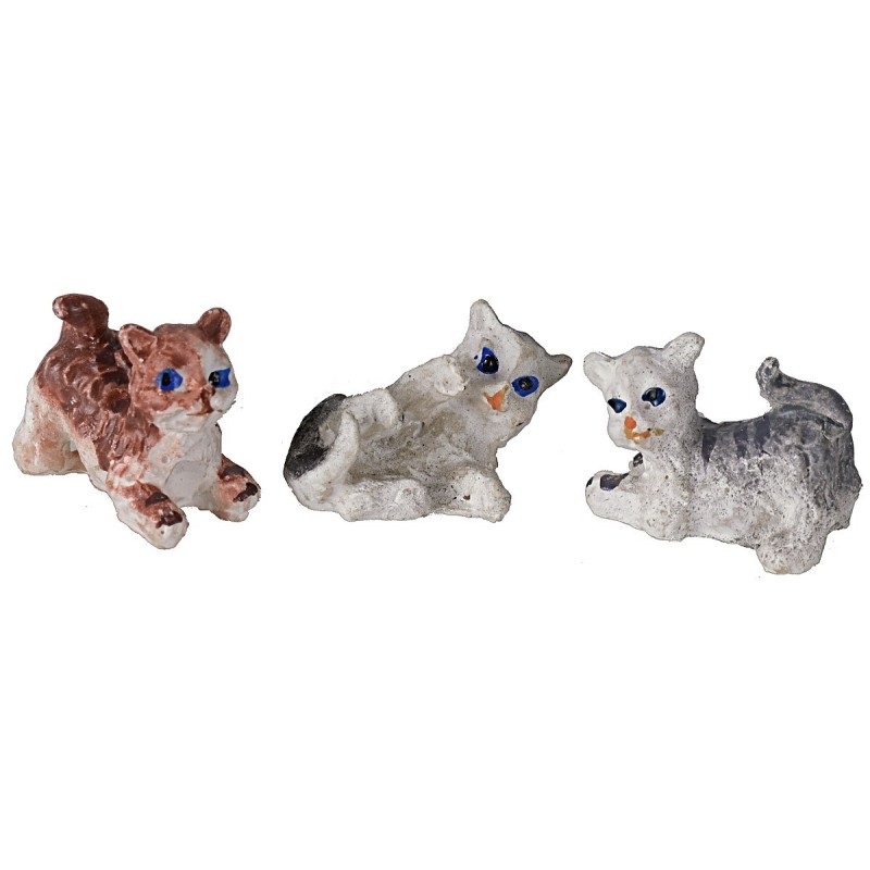 Conjunto de tres gatos de resina de 1,8-2,4 cm Mundo Pesebres