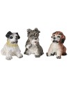 Set of three seated dogs in resin for statues 12 cm