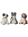 Set of three seated dogs in resin for statues 12 cm