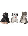 Set of three seated dogs in resin for statues 12 cm