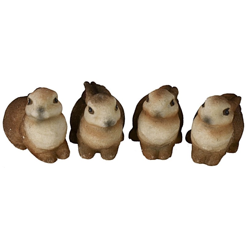 Set of 4 resin rabbits 4 cm