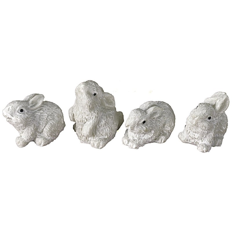 Set of 4 white resin rabbits cm 2,5-3