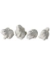 Set of 4 white resin rabbits cm 2,5-3