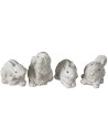 Set of 4 white resin rabbits cm 2,5-3