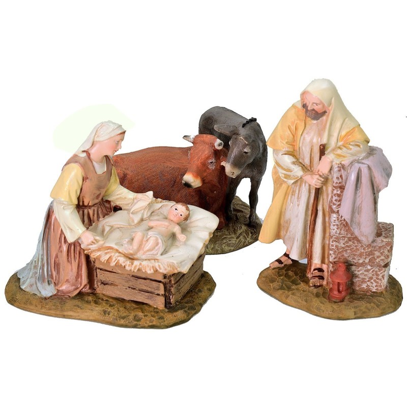 Palestinian Nativity in painted resin 12 cm Landi economic