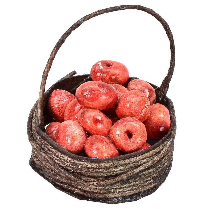 Cesta con manzanas rojas ø 2,5 cm Mundo Belenes