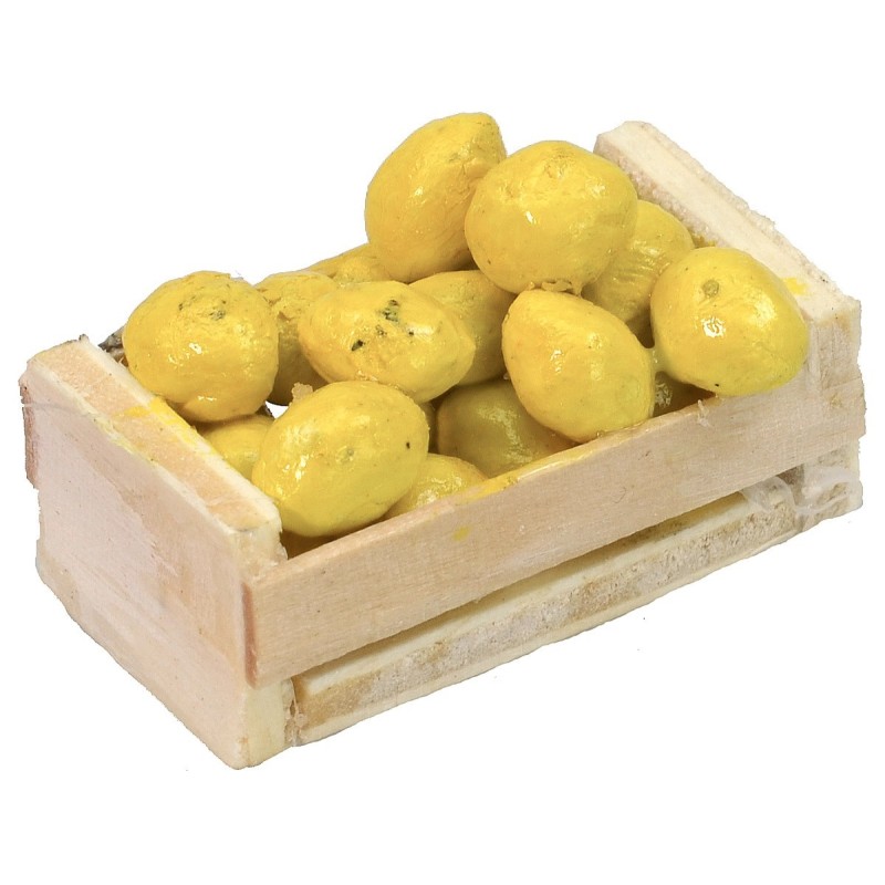 Caja de madera con limones de 3,7x2,1x1,4 cm h