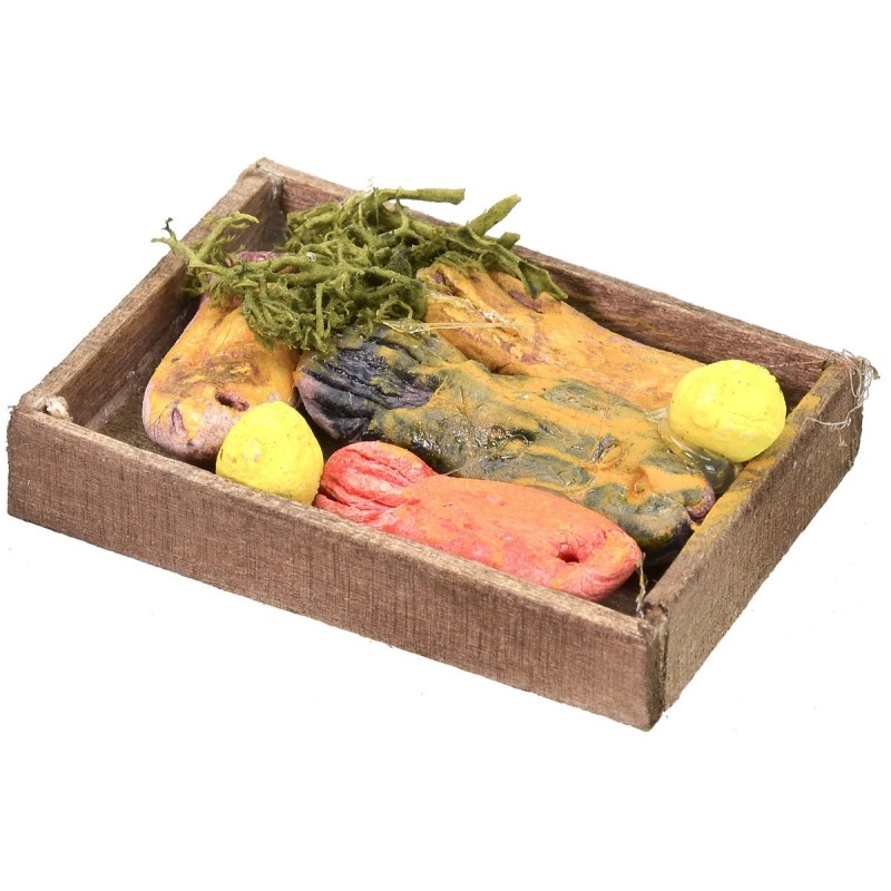 Caja de madera con pescado cm 4,7x3,3x0,9 h