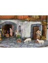 Nativity scene complete with Landi statues with lights and