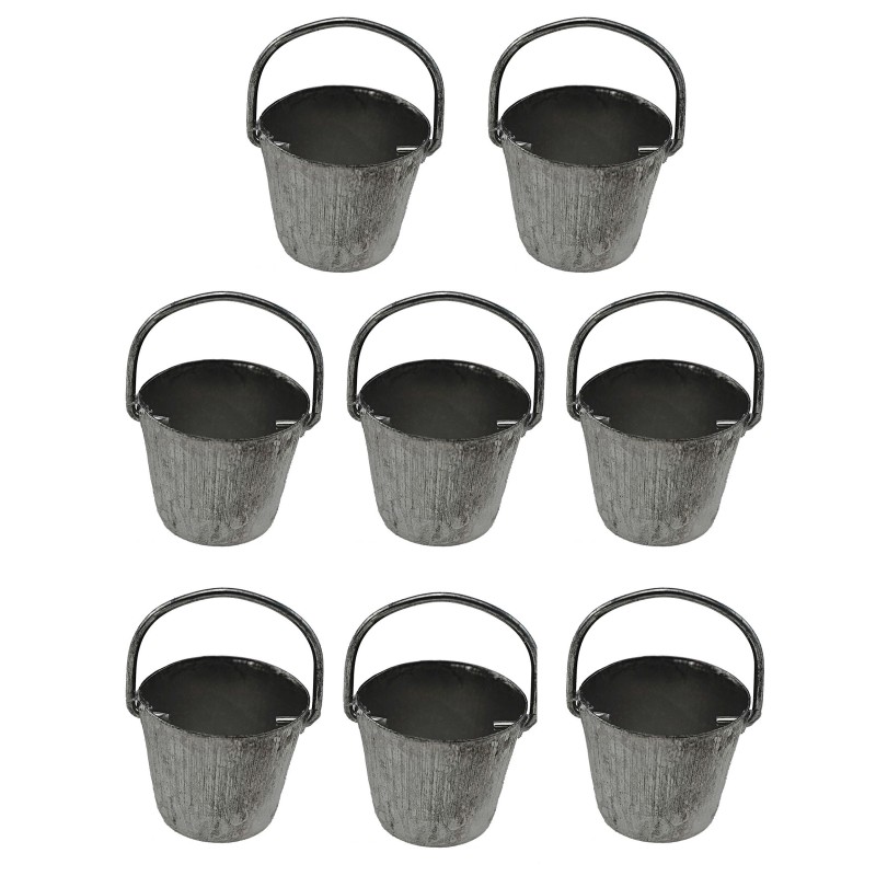 Set of 8 metal buckets 2 cm