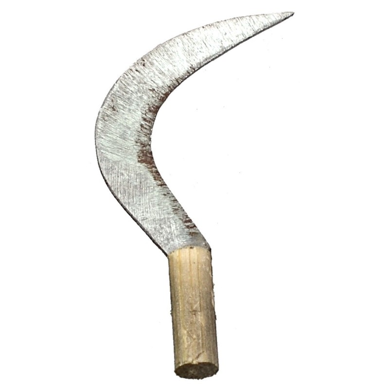 Metal sickle with aged handle 4.8 cm