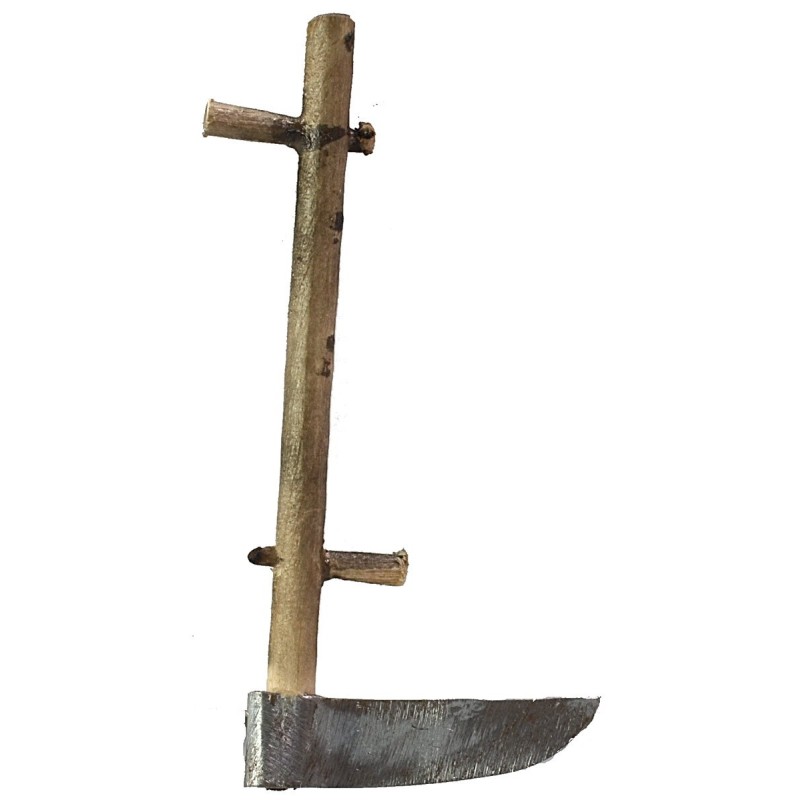 Metal scythe with aged handle 7 cm