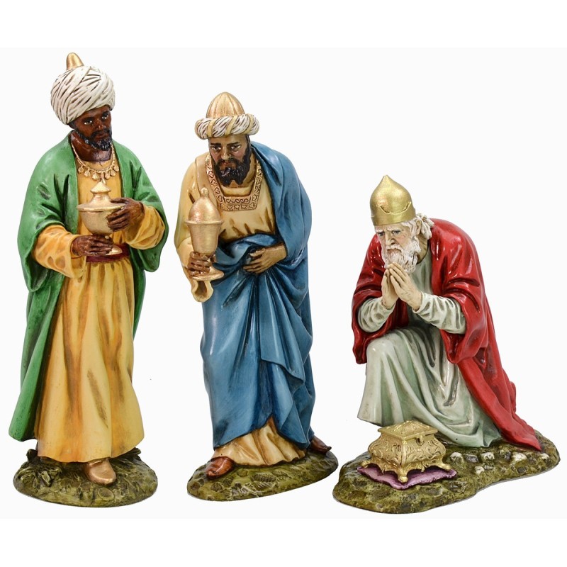 Tres Reyes Magos en resina Landi Moranduzzo 18 cm