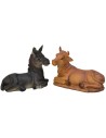 Ox and donkey seated for statues of 20 cm in resin