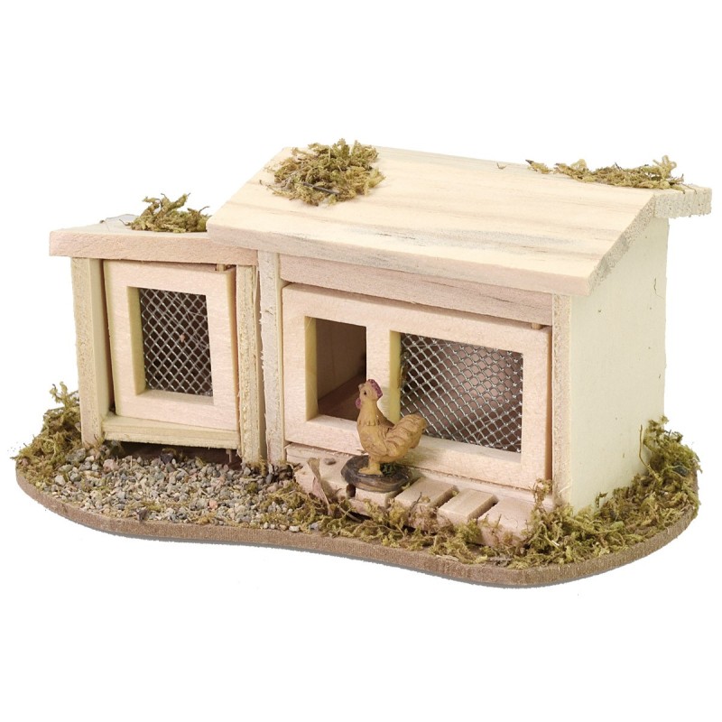 Chicken coop with hen cm 14x8,5x6 h for statues of 10-12 cm