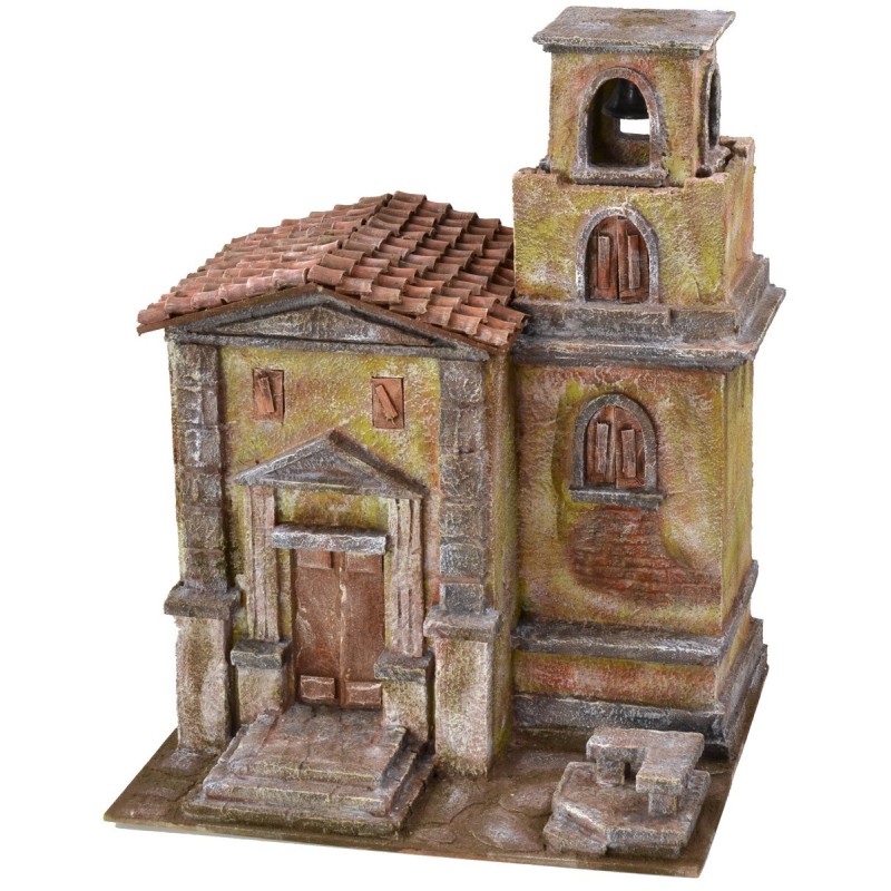 Iglesia con campanario de 35X29X45 cm de altura para estatuas de 10 cm Mundo Pesebres