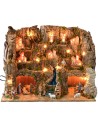 Illuminated nativity scene complete with Landi statues with