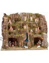 Illuminated nativity scene complete with Landi statues with