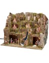 Illuminated nativity scene complete with Landi statues with