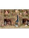 Presepe illuminato completo di statue Landi con paesaggio e