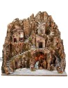 Illuminated nativity scene complete with Landi statues with