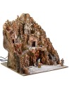 Illuminated nativity scene complete with Landi statues with