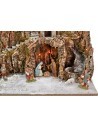 Illuminated nativity scene complete with Landi statues with