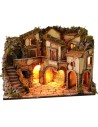 Presepe illuminato con cascata funzionante cm 61x40x43 h Mondo