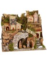 Illuminated nativity scene complete with Landi statues with