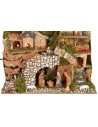 Illuminated nativity scene complete with Landi statues with