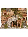 Illuminated nativity scene complete with Landi statues with