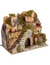 Illuminated nativity scene with village and landscape cm