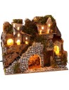 Illuminated nativity scene with village and landscape cm