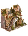 Presepe illuminato con borgo in lontananza cm 28x15x23 h