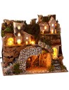 Presepe illuminato con borgo in lontananza cm 28x15x23 h