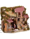 Illuminated nativity scene complete with Landi statues with