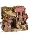 Illuminated nativity scene with functioning fountain and