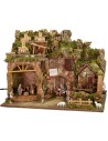 Illuminated nativity scene complete with Landi statues with