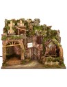 Presepe illuminato con mulino ad acqua funzionante cm 60x34x45