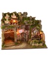 Presepe illuminato con mulino ad acqua funzionante cm 60x34x45