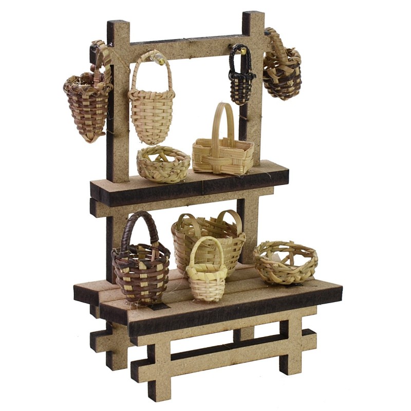 Market stall with baskets cm 10,5x5,5x15 h for Nativity scene